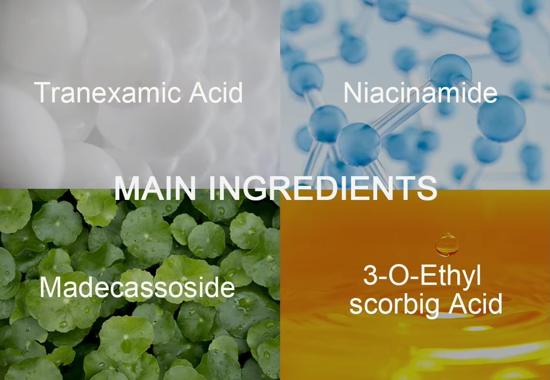 Active Ingredients: TXA, Niacinamide, Madecassoside, 3-O-Ethyl Ascorbic Acid
